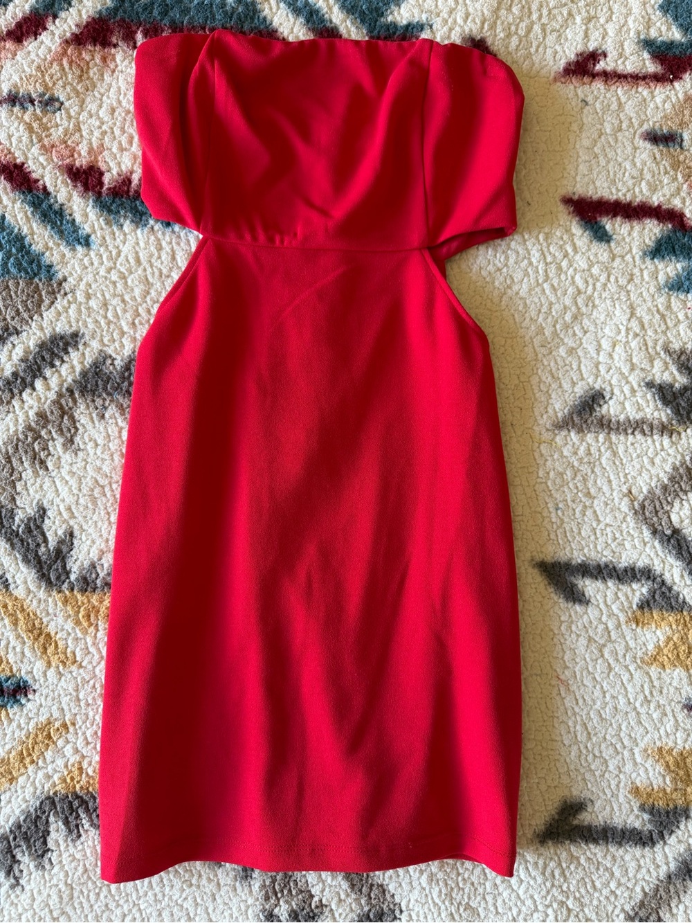 Lulu's Strapless Cutout Mini Dress in Red